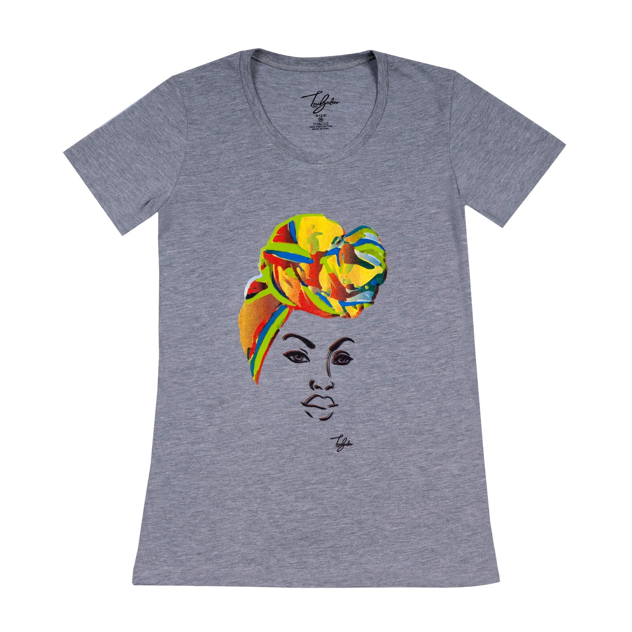 MISS AFRICA WITH BIRTHDAY HEAD WRAP (LADIES SHORT SLEEVE T-SHIRT)