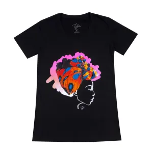 MISS AFRICA WITH COURTSHIP DANCE HEAD WRAP (LADIES SHORT SLEEVE T-SHIRT)