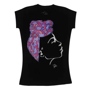 MISS AFRICA WITH SOCIAL SATURDAY HEAD WRAP (YOUTH GIRLS SHORT SLEEVE TSHIRT)