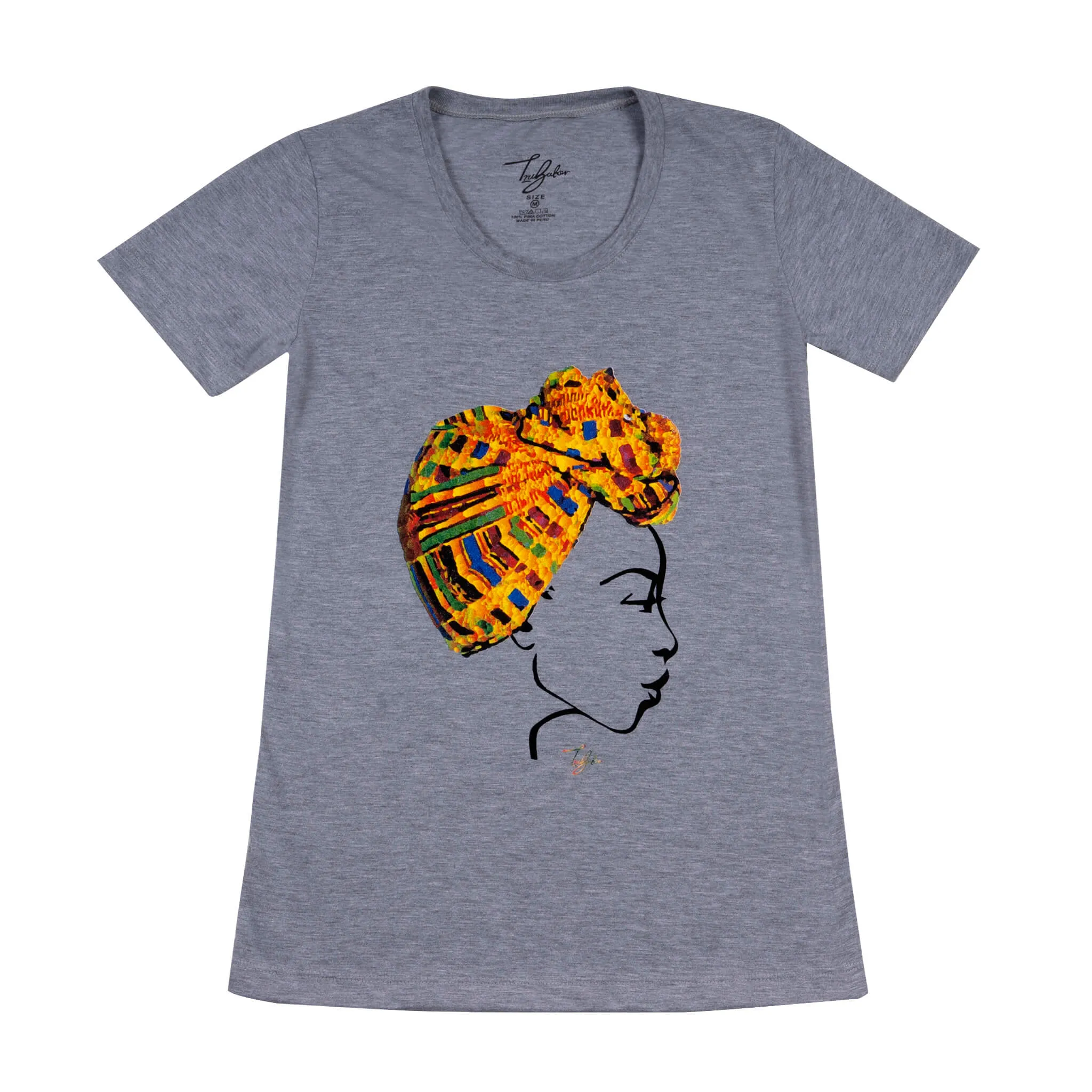 MISS AFRICA WITH TRADITIONAL FESTIVAL HEAD WRAP (LADIES SHORT SLEEVE T-SHIRT)