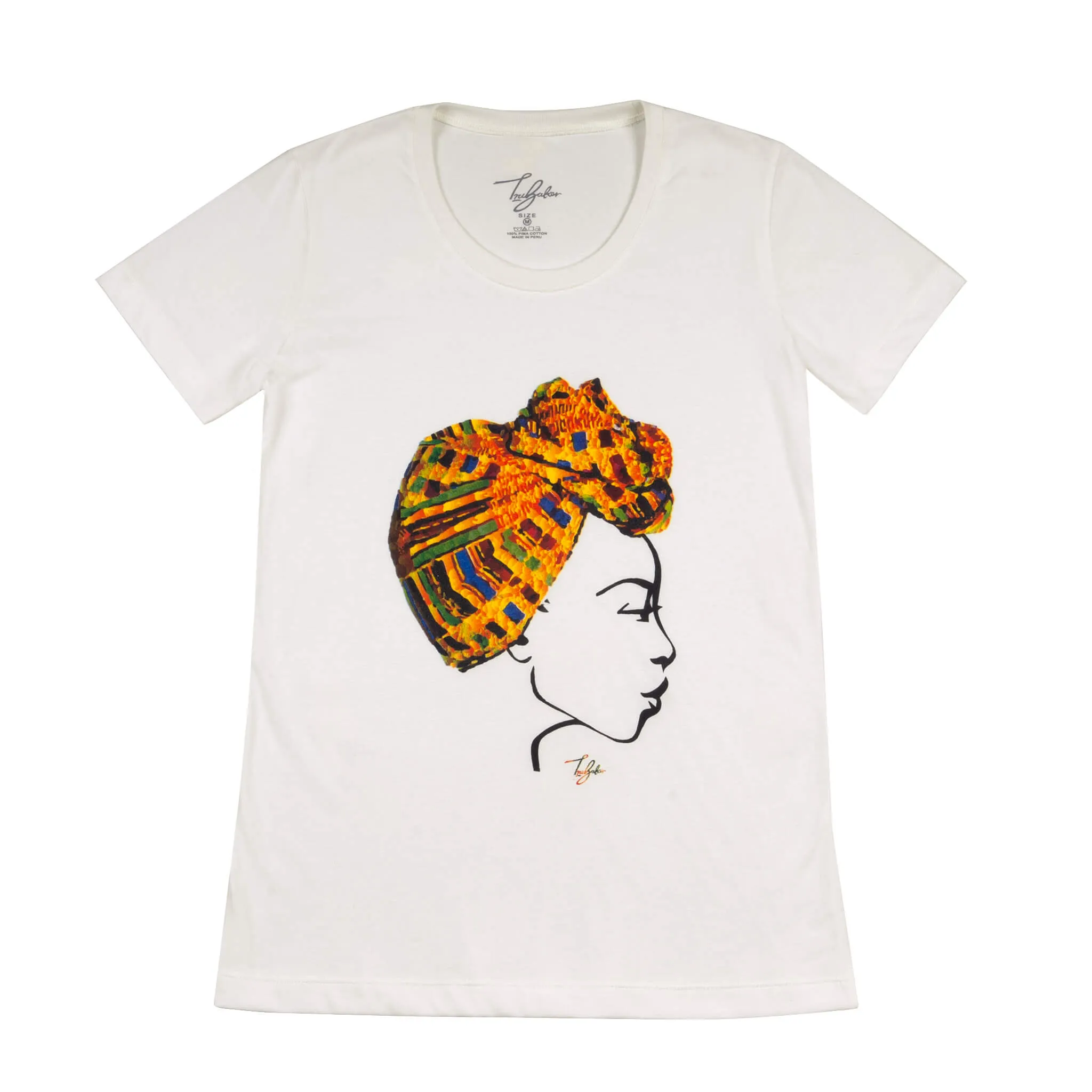 MISS AFRICA WITH TRADITIONAL FESTIVAL HEAD WRAP (LADIES SHORT SLEEVE T-SHIRT)