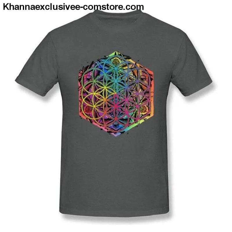 New Sacred Geometry Flower of Life Mandala Men's T-shirt Short Sleeve Unique Top
