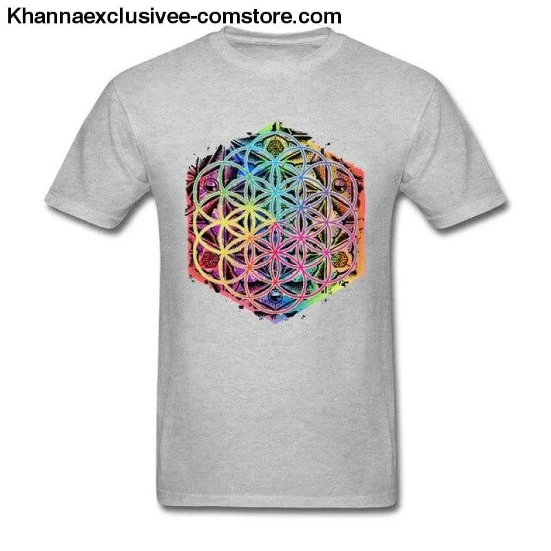 New Sacred Geometry Flower of Life Mandala Men's T-shirt Short Sleeve Unique Top