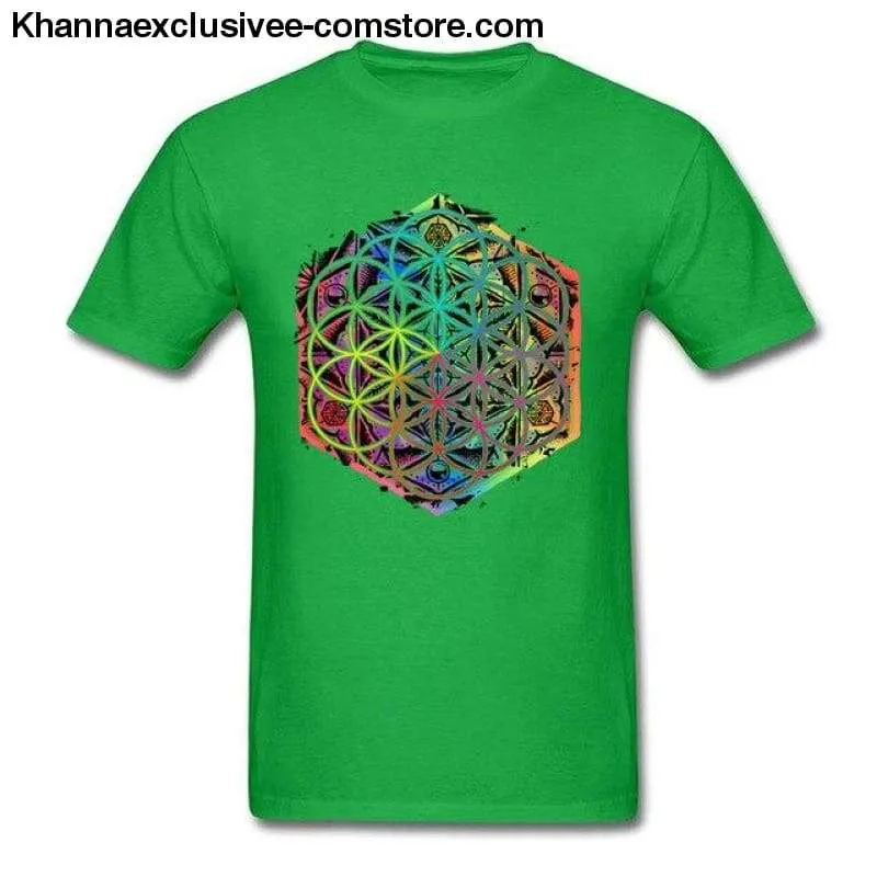 New Sacred Geometry Flower of Life Mandala Men's T-shirt Short Sleeve Unique Top