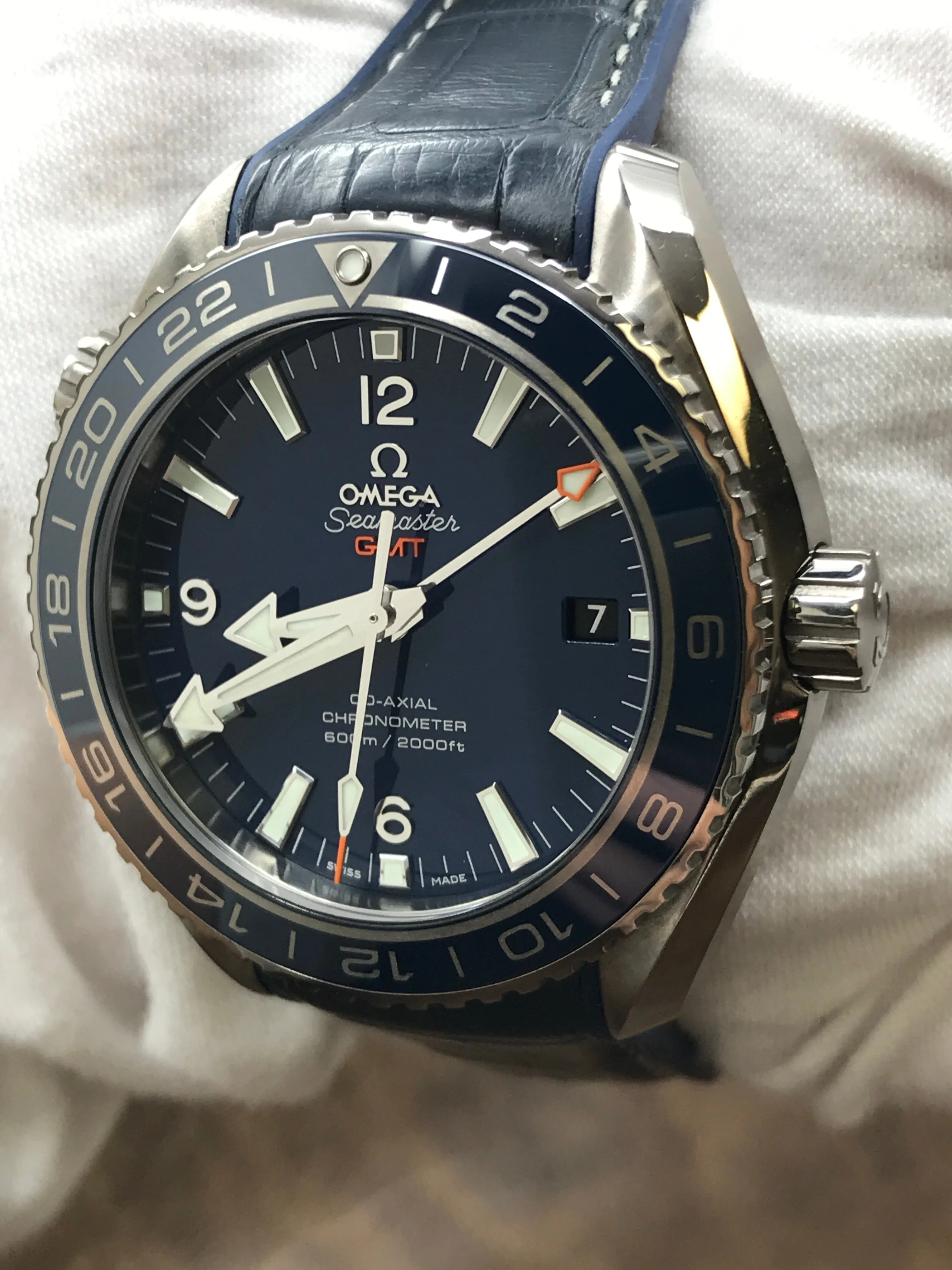 Omega Seamaster Planet Ocean GMT 232.92.44.22.03.001 Blue Dial Automatic Men's Watch
