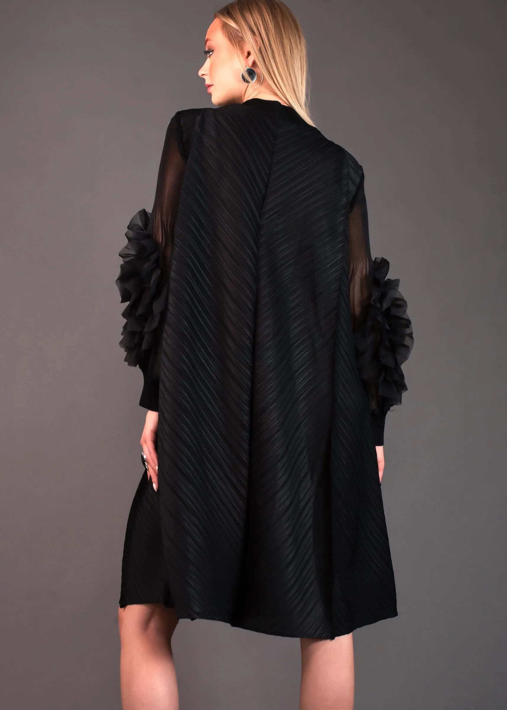 Petal Sleeve Mock Neck Dress