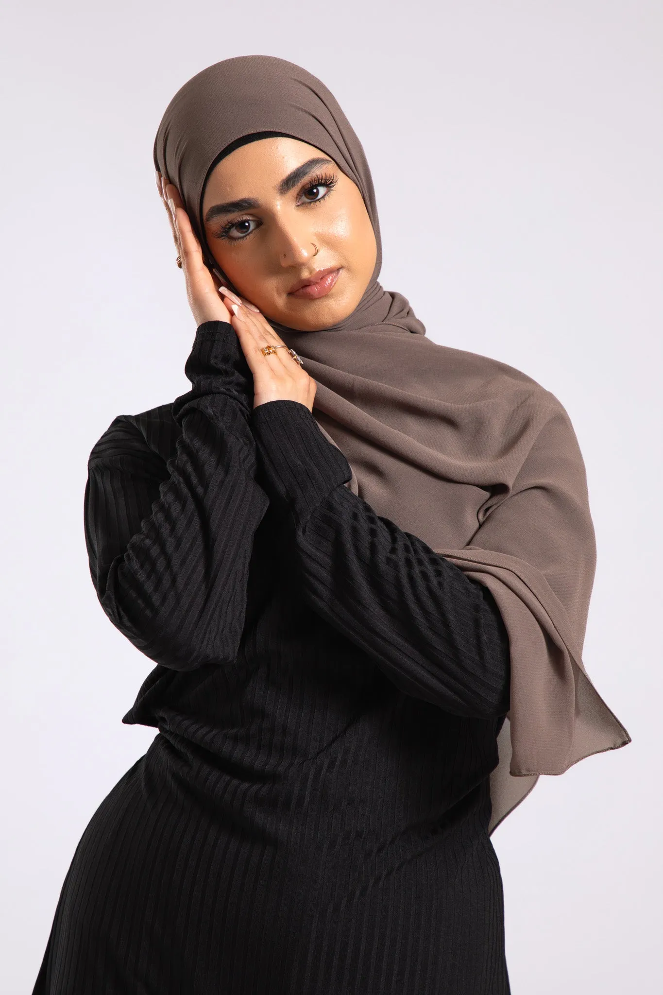 Premium Crepe Chiffon Hijab - Ash Brown
