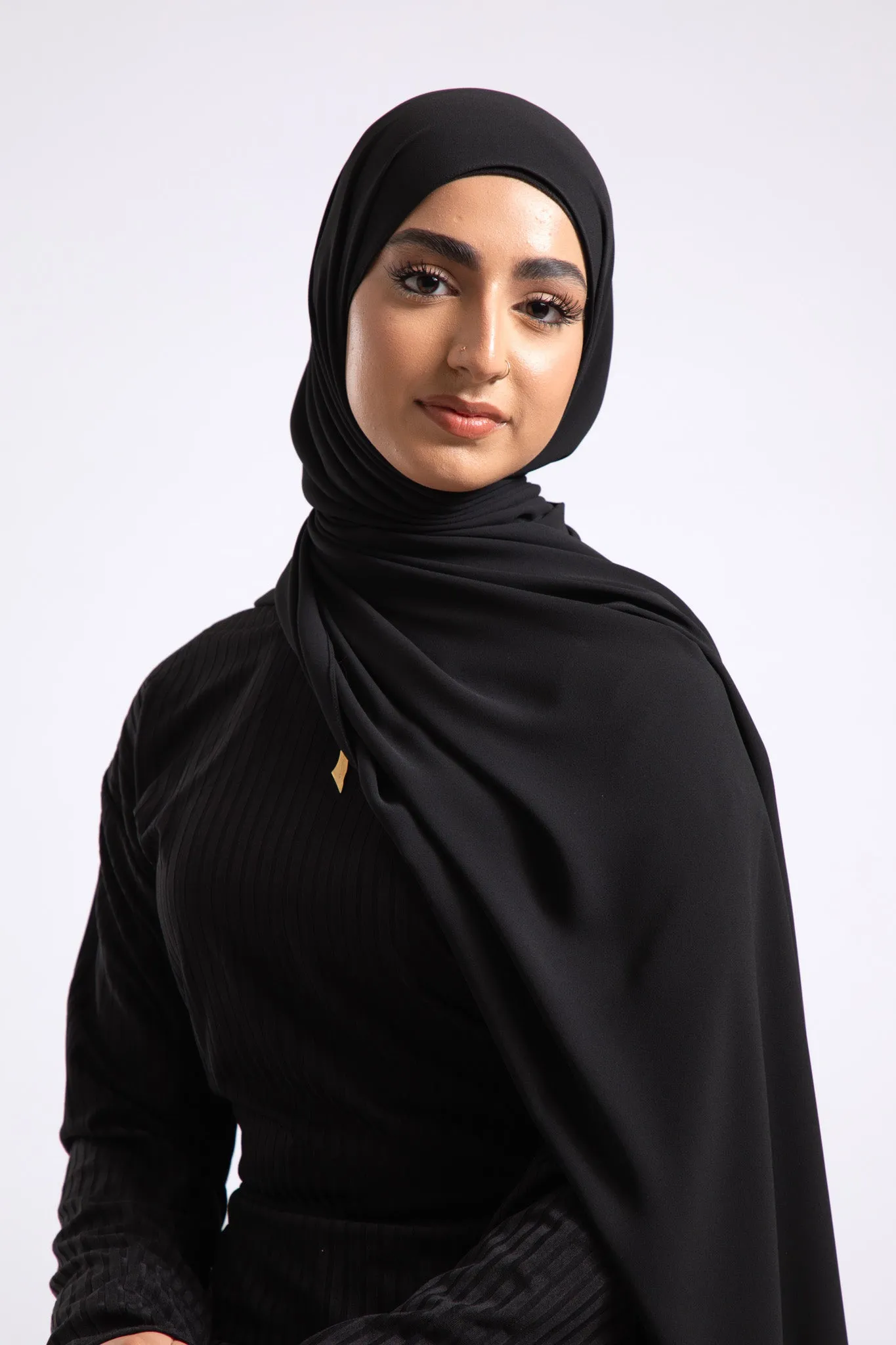Premium Crepe Chiffon Hijab - Black