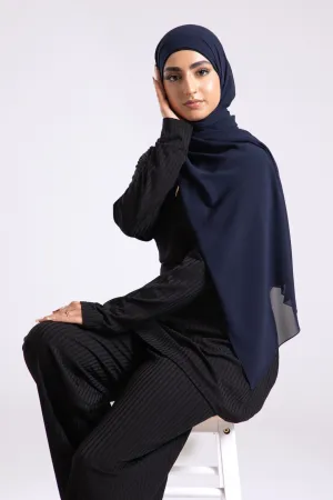 Premium Crepe Chiffon Hijab - Navy