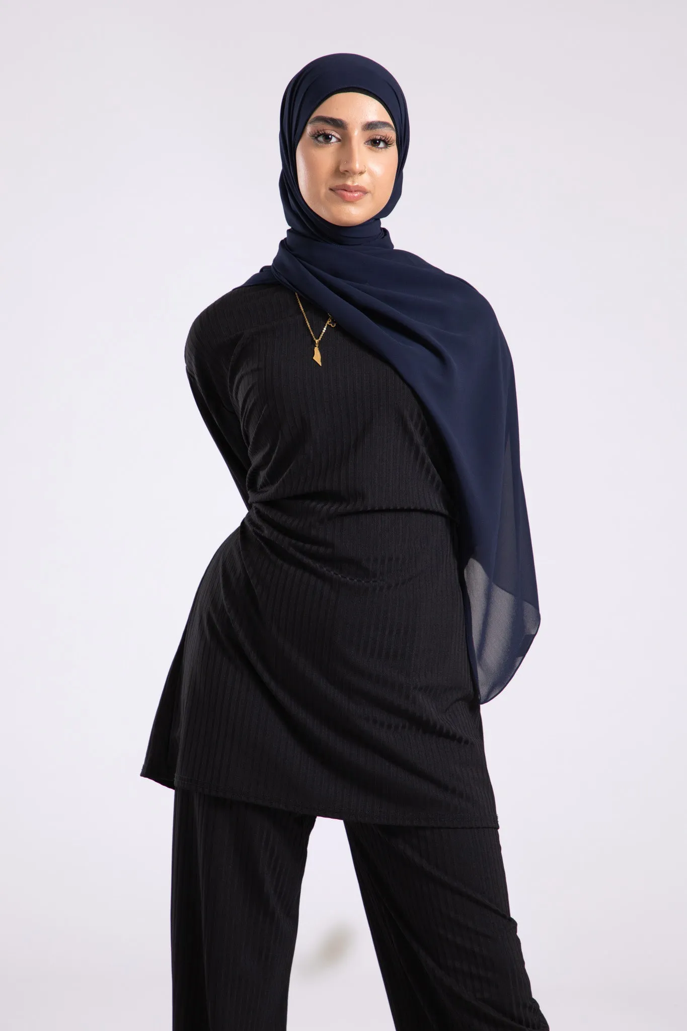 Premium Crepe Chiffon Hijab - Navy