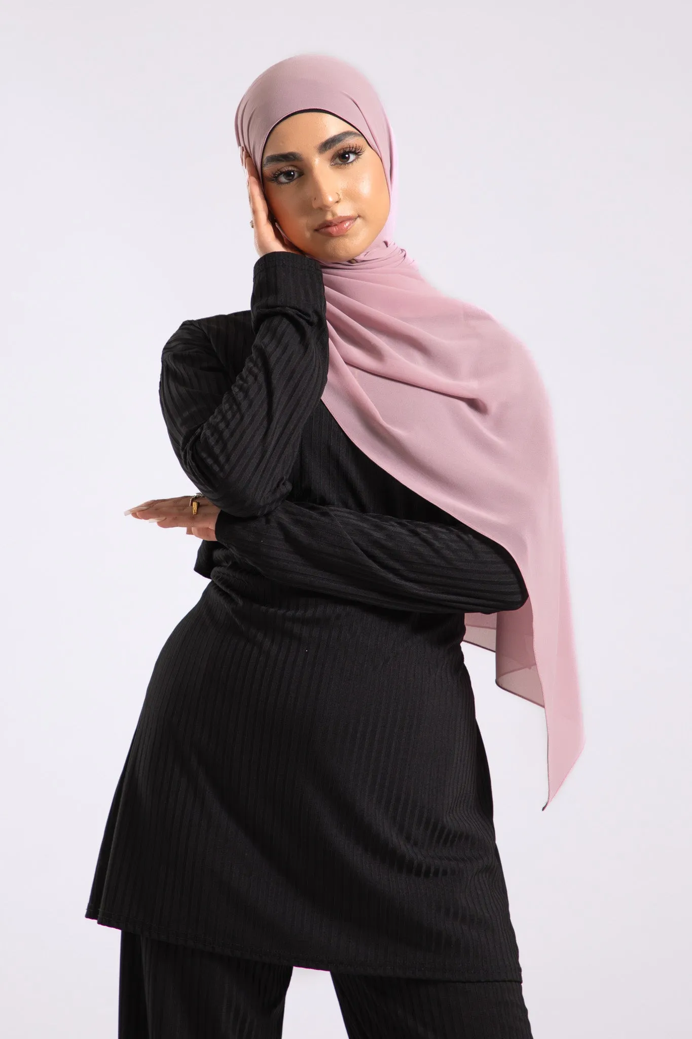 Premium Crepe Chiffon Hijab - Pink Swoon
