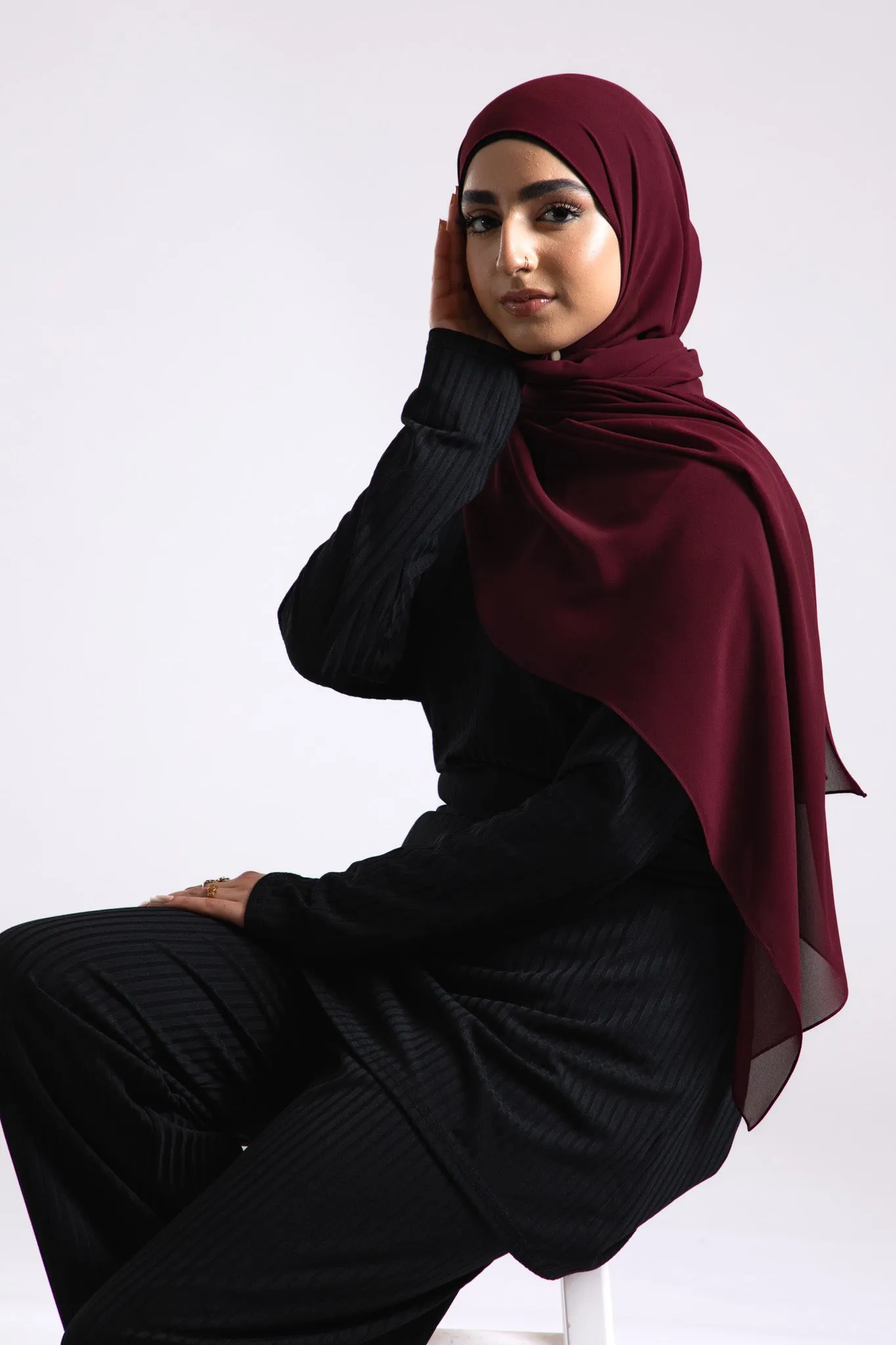 Premium Crepe Chiffon Hijab - Sangria