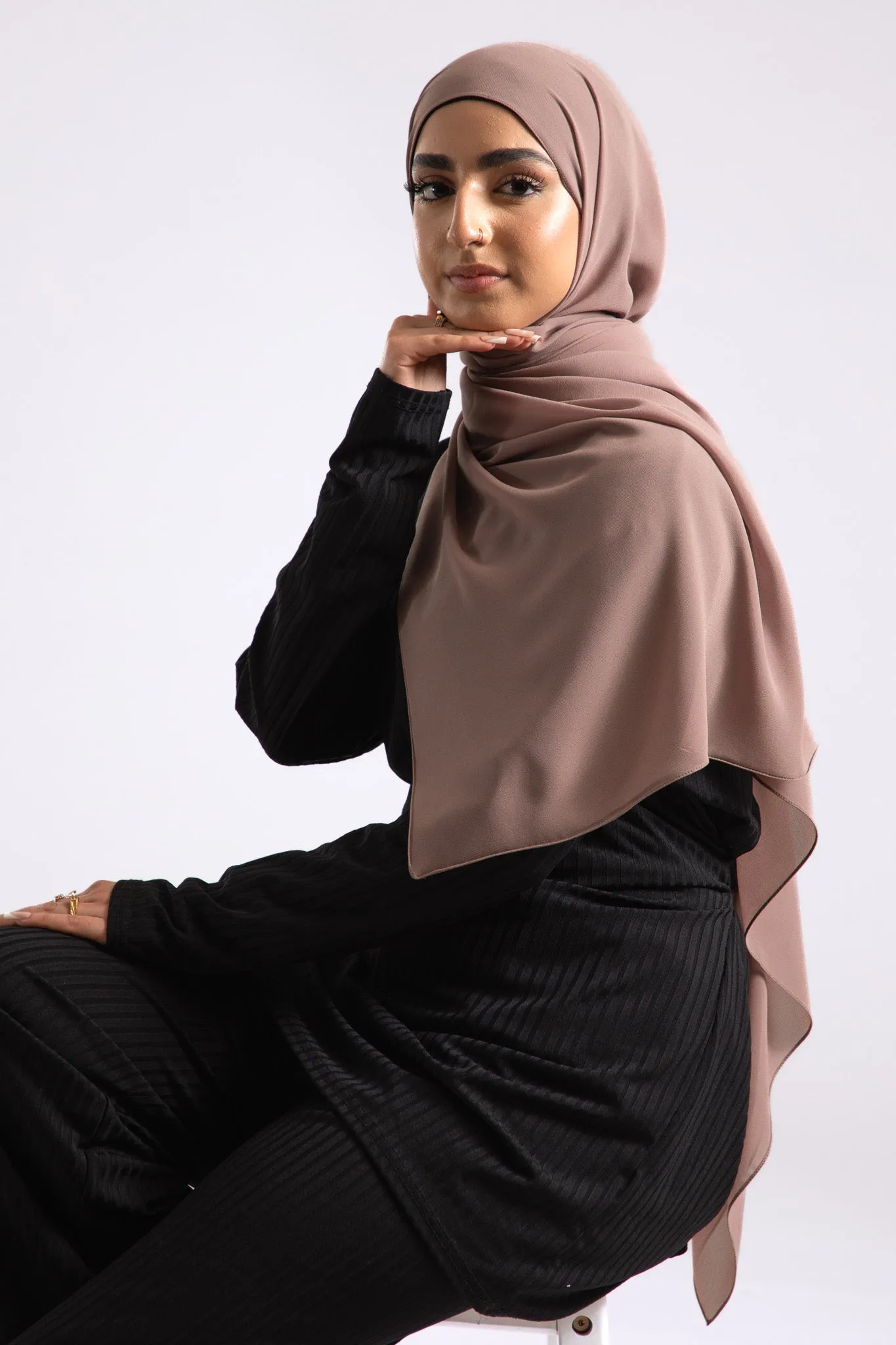 Premium Crepe Chiffon Hijab - Taupe