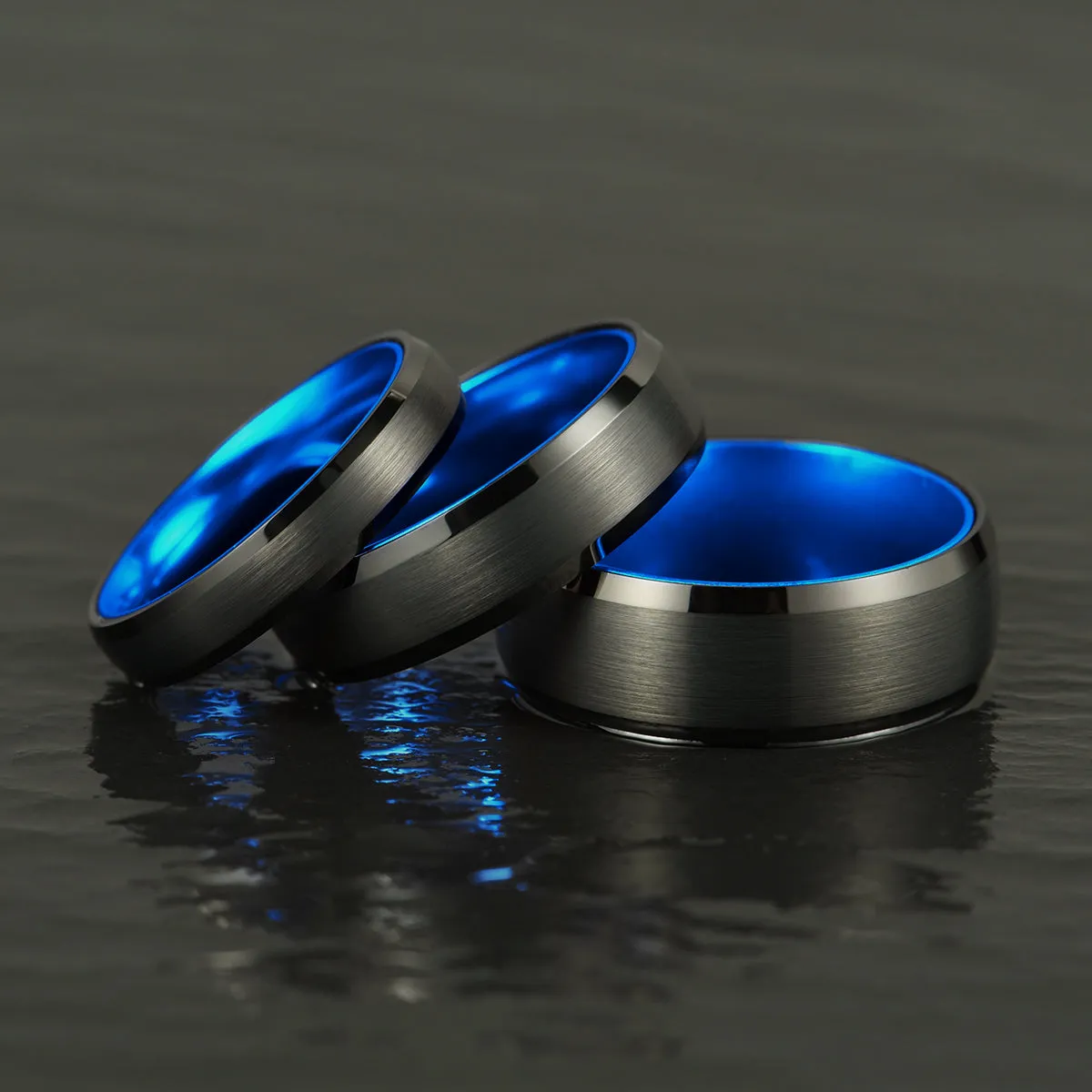 Pristine Passion Blue Interior Tungsten Men's Wedding Band 6MM