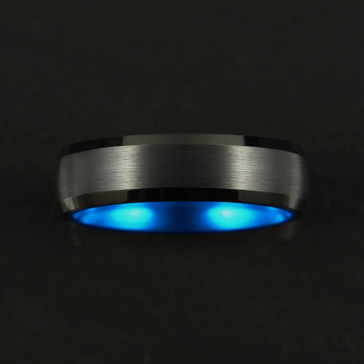 Pristine Passion Blue Interior Tungsten Men's Wedding Band 6MM