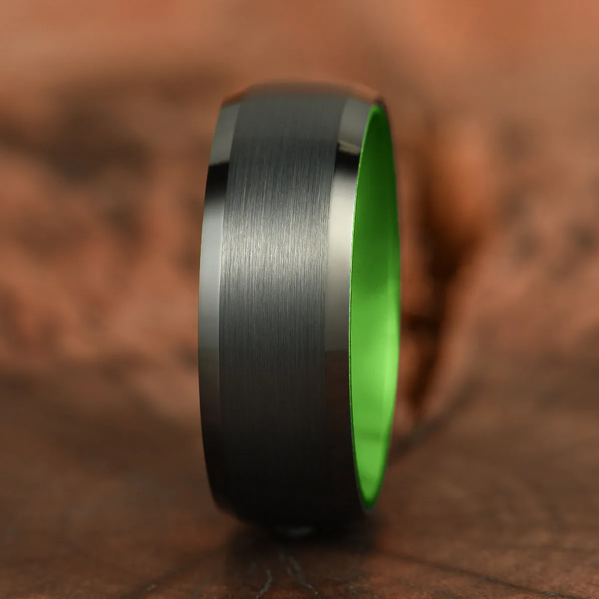 Pristine Passion Green Interior Tungsten Men's Wedding Band 6MM