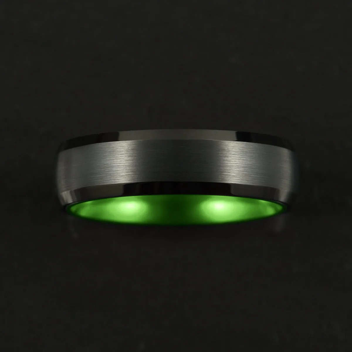 Pristine Passion Green Interior Tungsten Men's Wedding Band 6MM