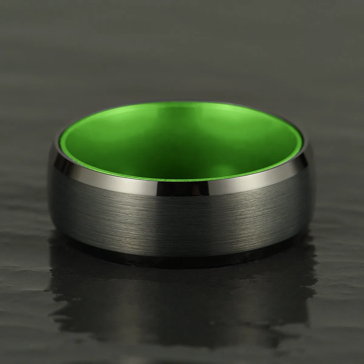 Pristine Passion Green Interior Tungsten Men's Wedding Band 6MM