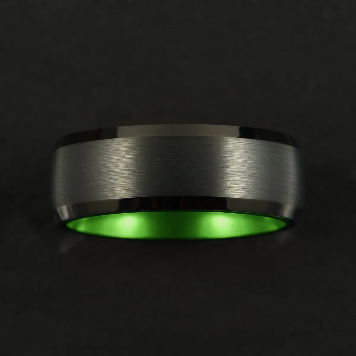 Pristine Passion Green Interior Tungsten Men's Wedding Band 6MM