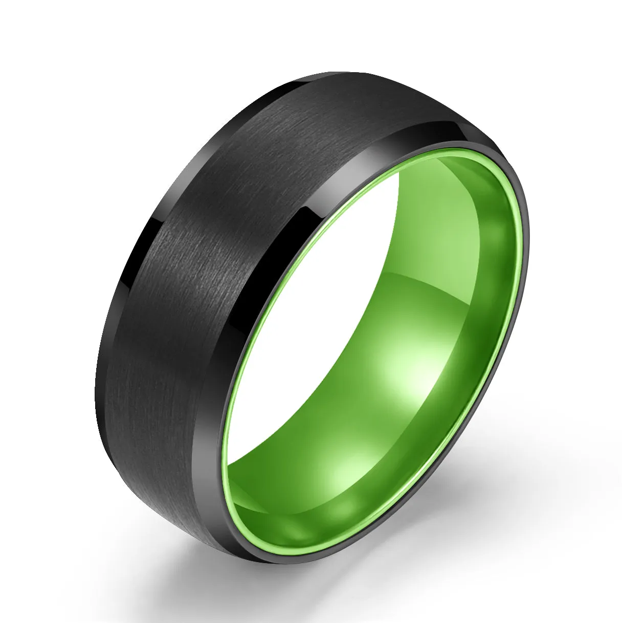 Pristine Passion Green Interior Tungsten Men's Wedding Band 6MM