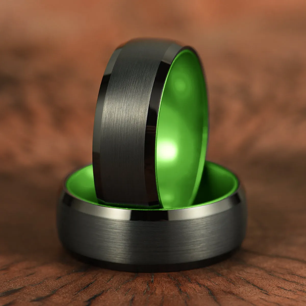 Pristine Passion Green Interior Tungsten Men's Wedding Band 6MM