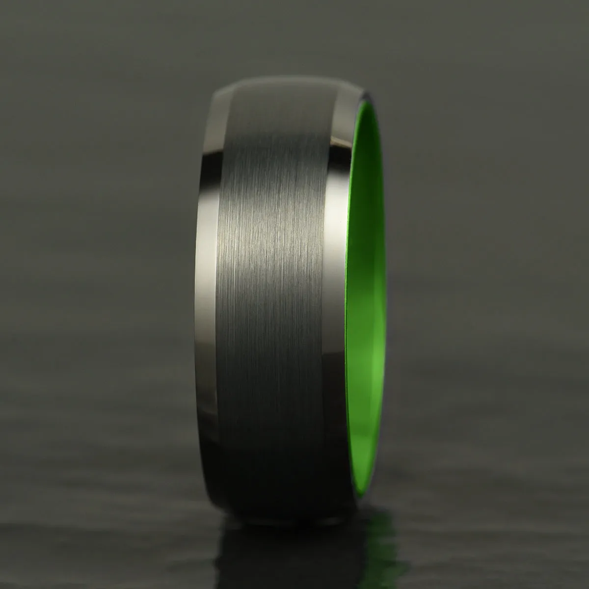 Pristine Passion Green Interior Tungsten Men's Wedding Band 6MM
