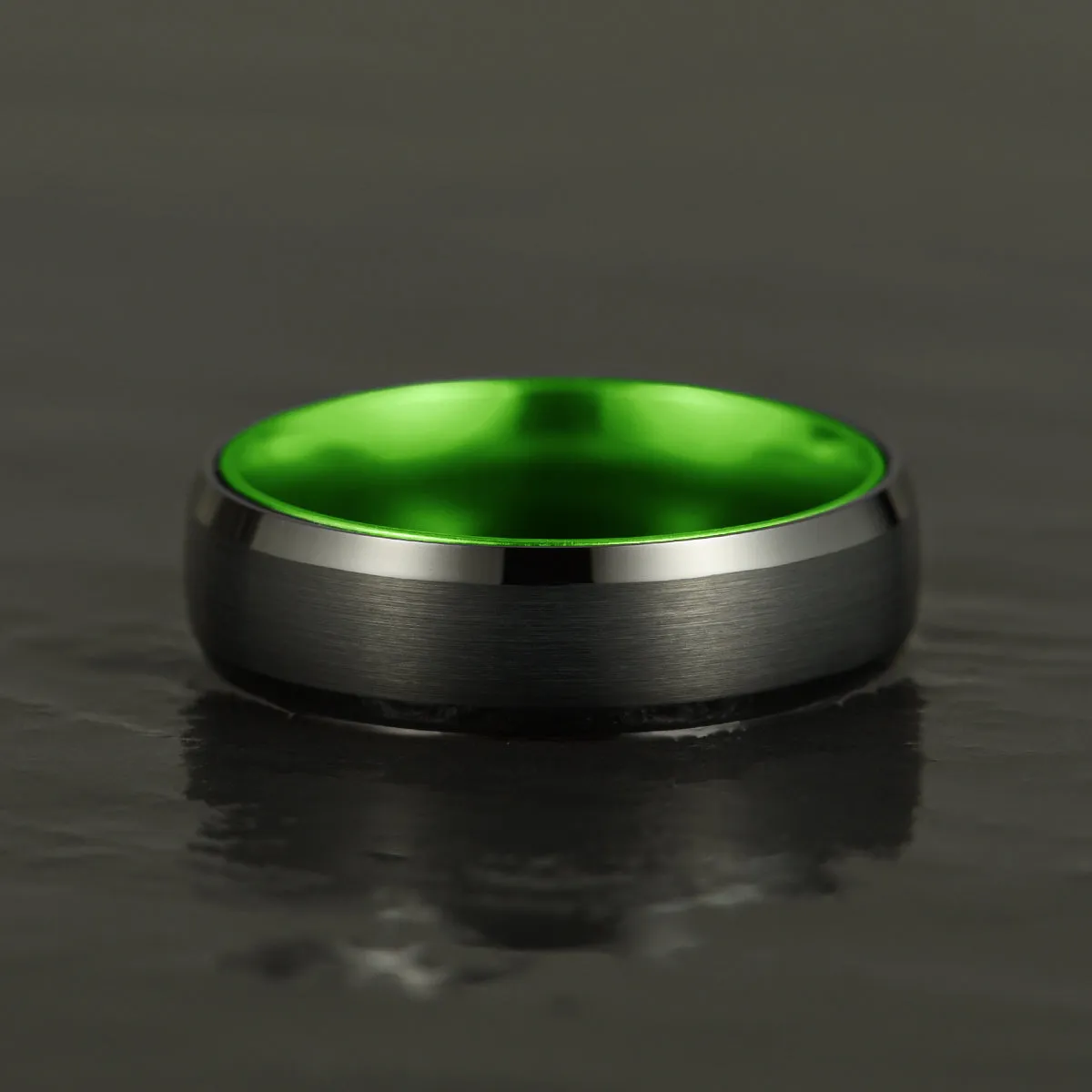 Pristine Passion Green Interior Tungsten Men's Wedding Band 6MM
