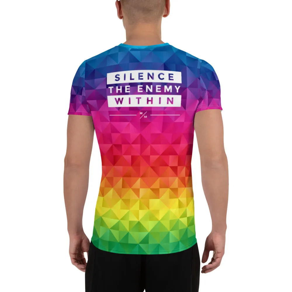 Rainbow Pixel- Running Men's Athletic T-shirt