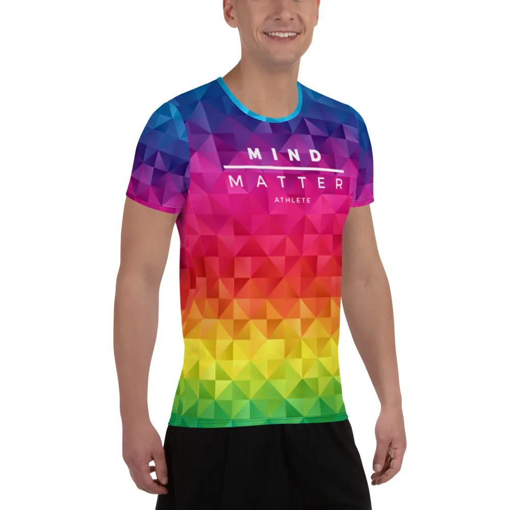 Rainbow Pixel- Running Men's Athletic T-shirt
