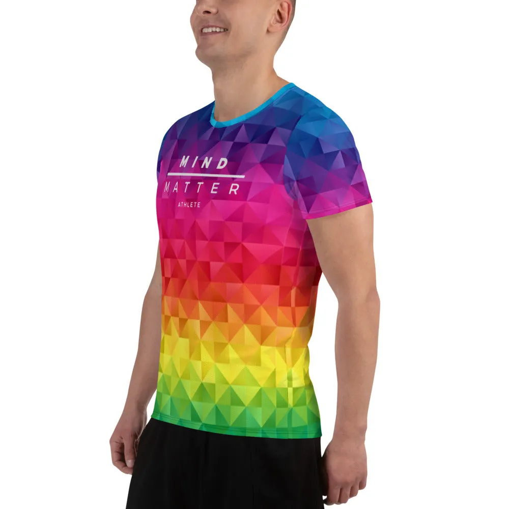 Rainbow Pixel- Running Men's Athletic T-shirt