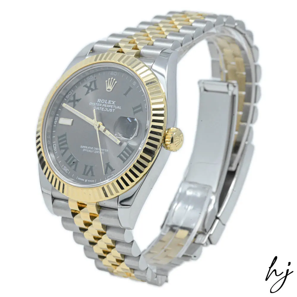 Rolex Men's Datejust 41 18K Yellow Gold & Steel 41mm Wimbledon Dial Watch Reference #: 126333
