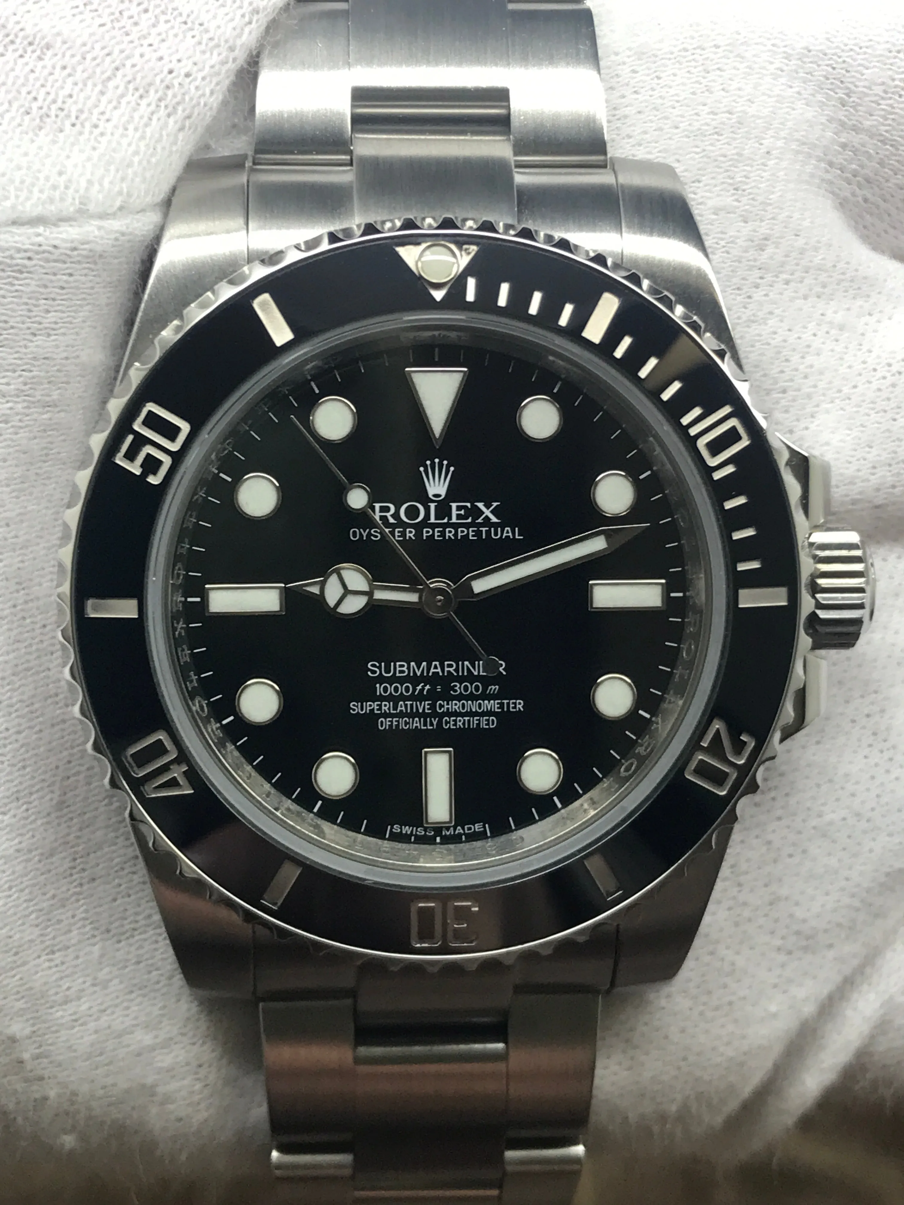 Rolex No Date Submariner Ceramic 114060 Black Dial Automatic Men's Watch