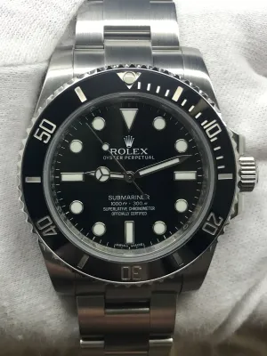 Rolex No Date Submariner Ceramic 114060 Black Dial Automatic Men's Watch