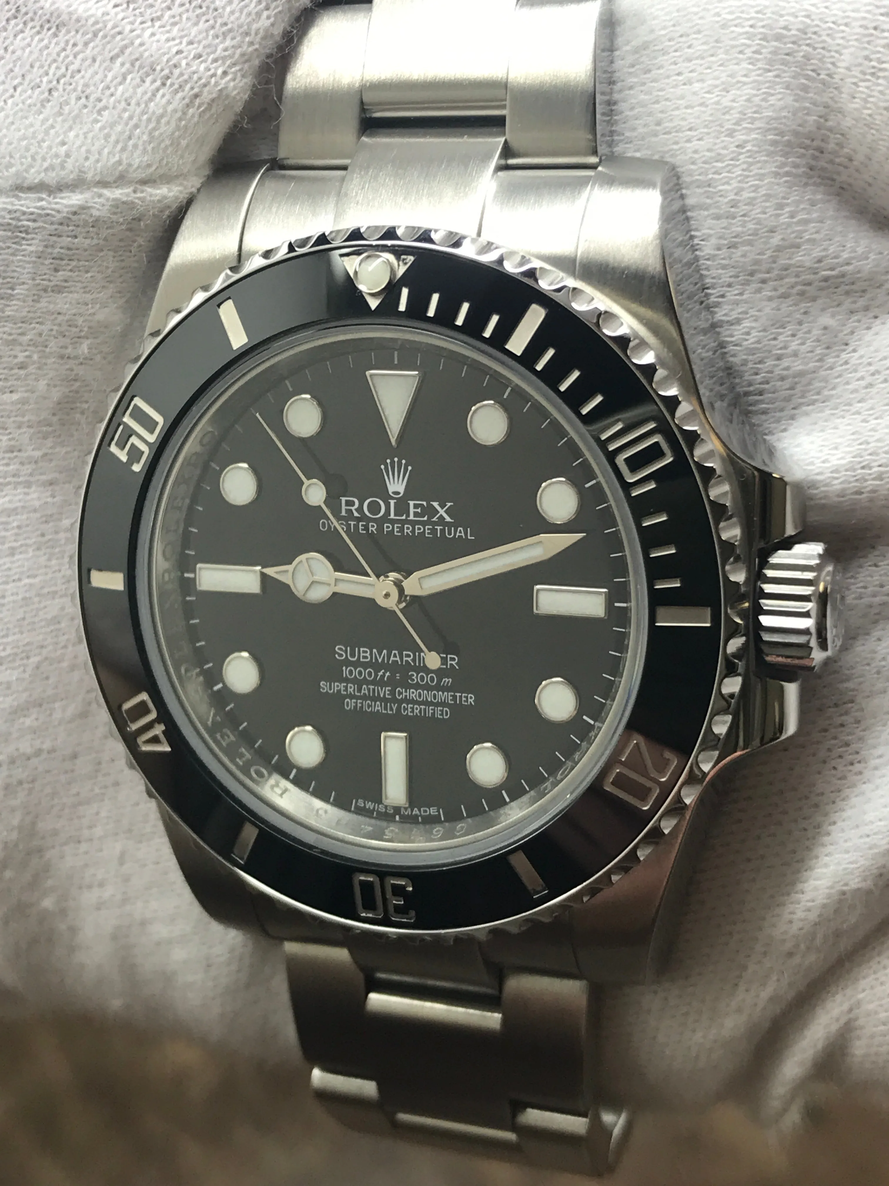 Rolex No Date Submariner Ceramic 114060 Black Dial Automatic Men's Watch