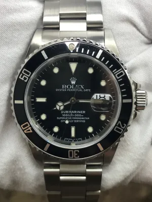 Rolex Submariner Date 16610 Black Dial Automatic Men's Watch