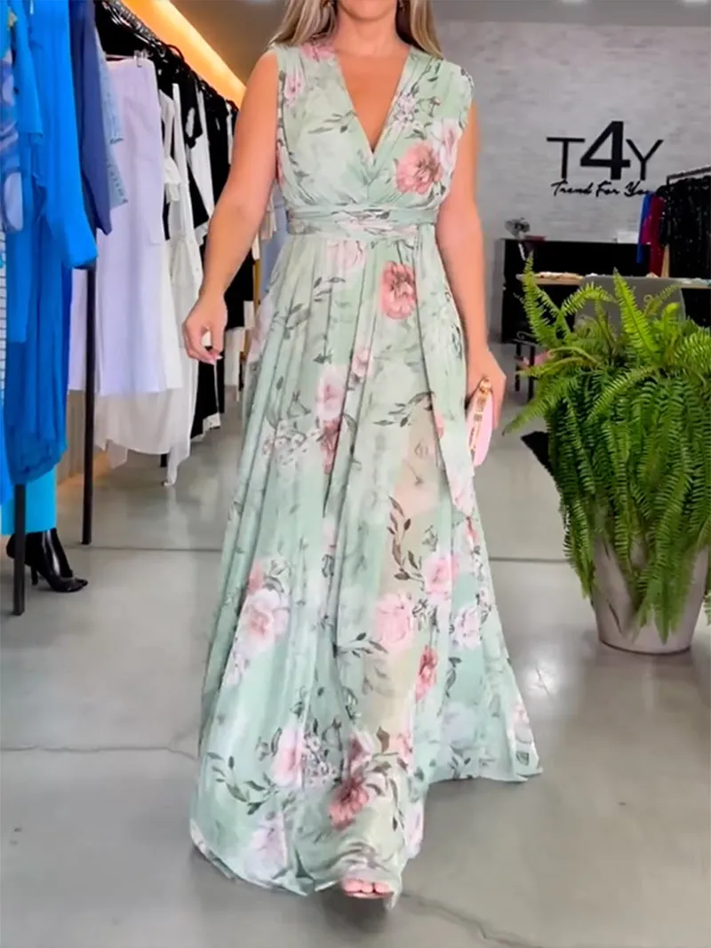 ROMILDI New 2025 2025 trade women's summer new women's clothing ebay  off-the-shoulder backless printed chiffon dress