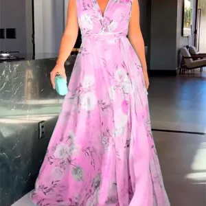 ROMILDI New 2025 2025 trade women's summer new women's clothing ebay  off-the-shoulder backless printed chiffon dress