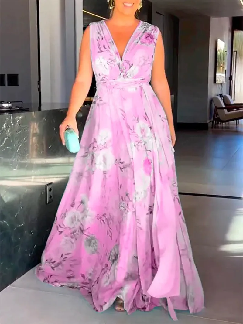 ROMILDI New 2025 2025 trade women's summer new women's clothing ebay  off-the-shoulder backless printed chiffon dress