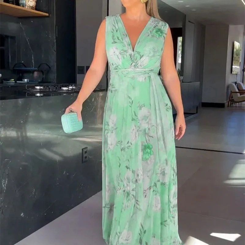 ROMILDI New 2025 2025 trade women's summer new women's clothing ebay  off-the-shoulder backless printed chiffon dress