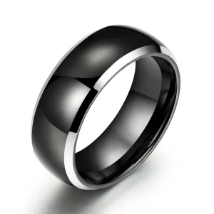 Silver Black Glossy Tungsten Men's Wedding Band 8MM