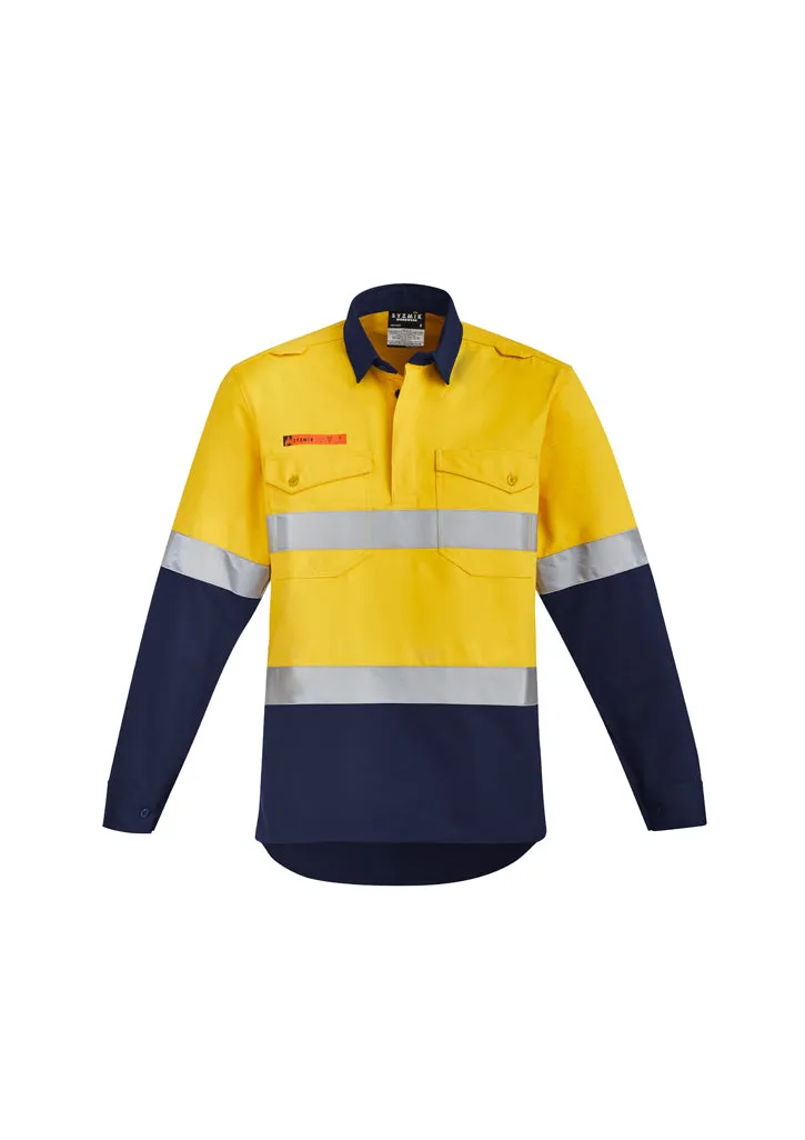 Syzmik ZW143 Mens Orange Flame HRC 2 Hoop Taped Closed Front Spliced Shirt