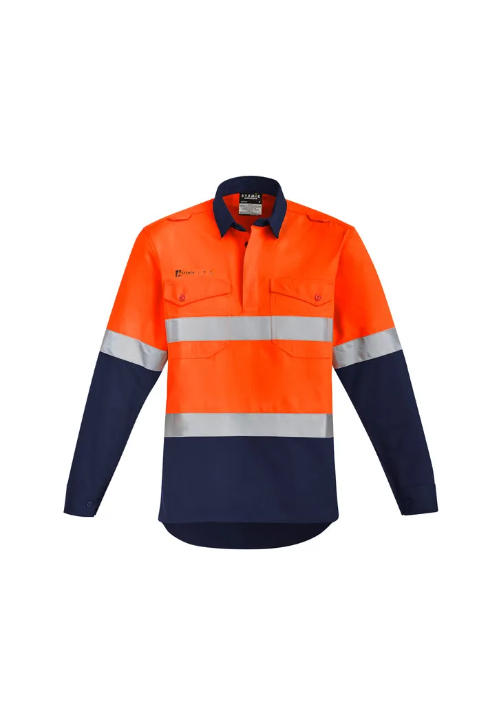 Syzmik ZW143 Mens Orange Flame HRC 2 Hoop Taped Closed Front Spliced Shirt