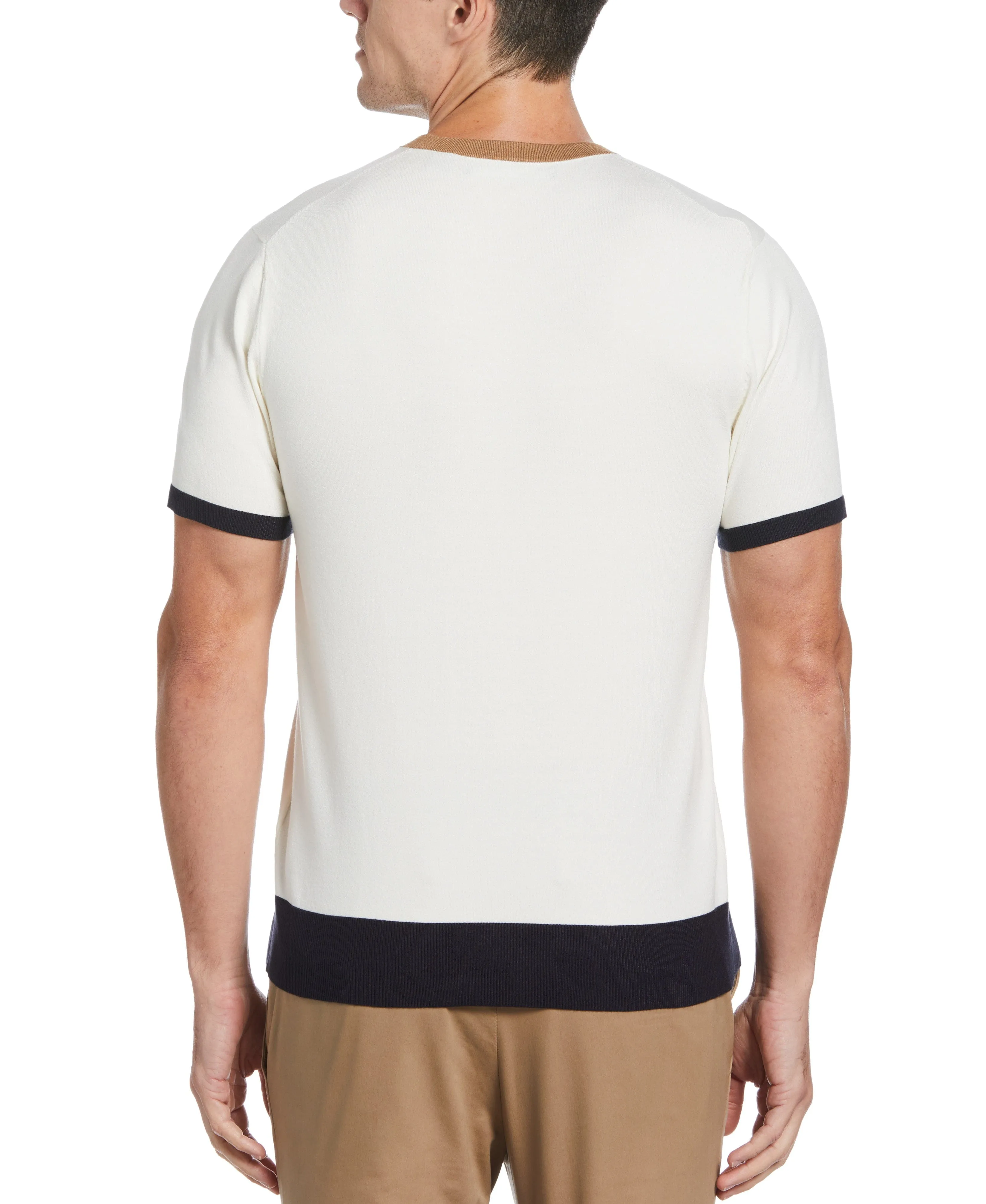 Tech Knit Contrast Ribbed Crew Neck Sweater Tee