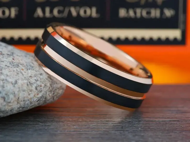 The Big Lou | Black and Rose Gold Ring