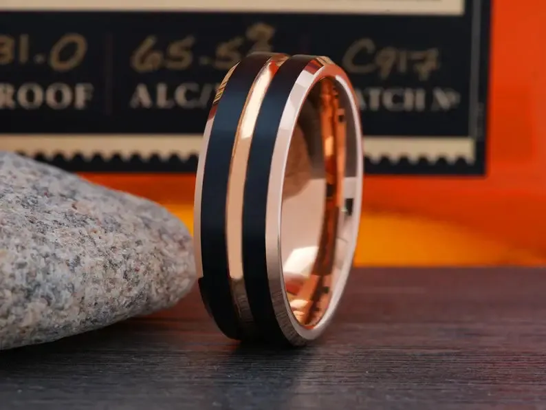 The Big Lou | Black and Rose Gold Ring