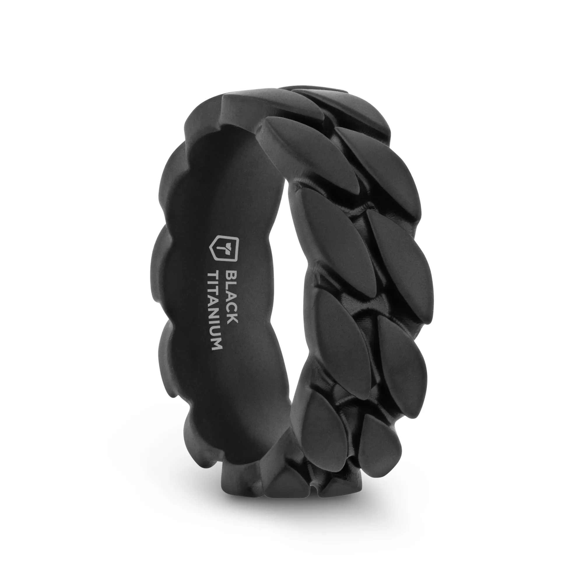 Thorsten SENTINEL Black Zirconium Ring with Chain-Link Pattern - 8mm