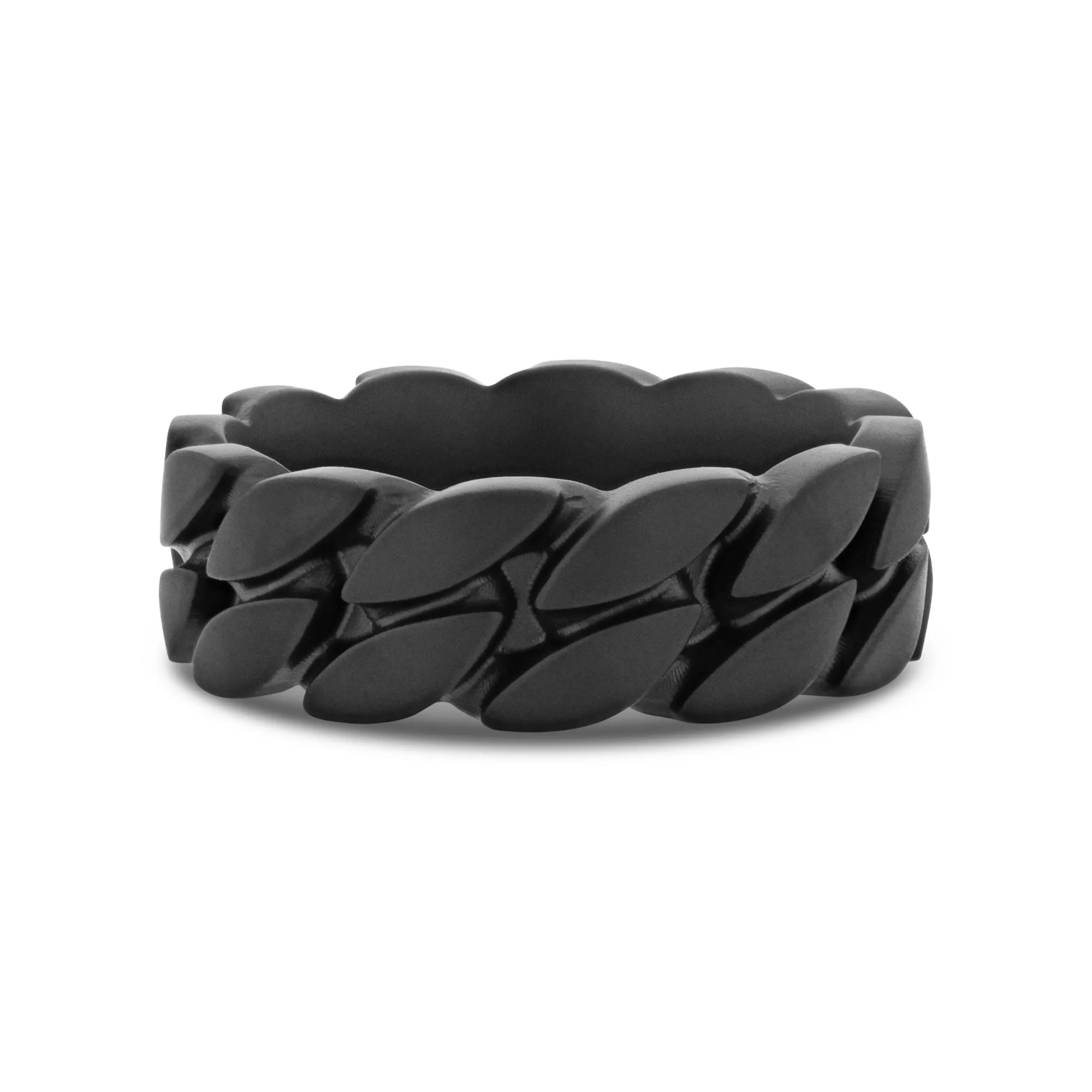 Thorsten SENTINEL Black Zirconium Ring with Chain-Link Pattern - 8mm