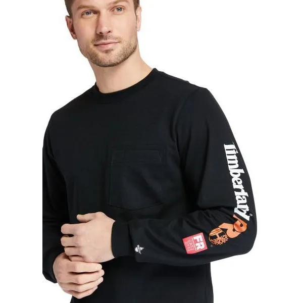 Timberland Pro Men's FR Cotton Core LS W/ Logo Work T-Shirt - Black - TB0A1V8D001