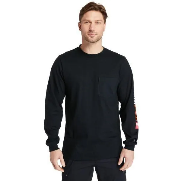 Timberland Pro Men's FR Cotton Core LS W/ Logo Work T-Shirt - Black - TB0A1V8D001