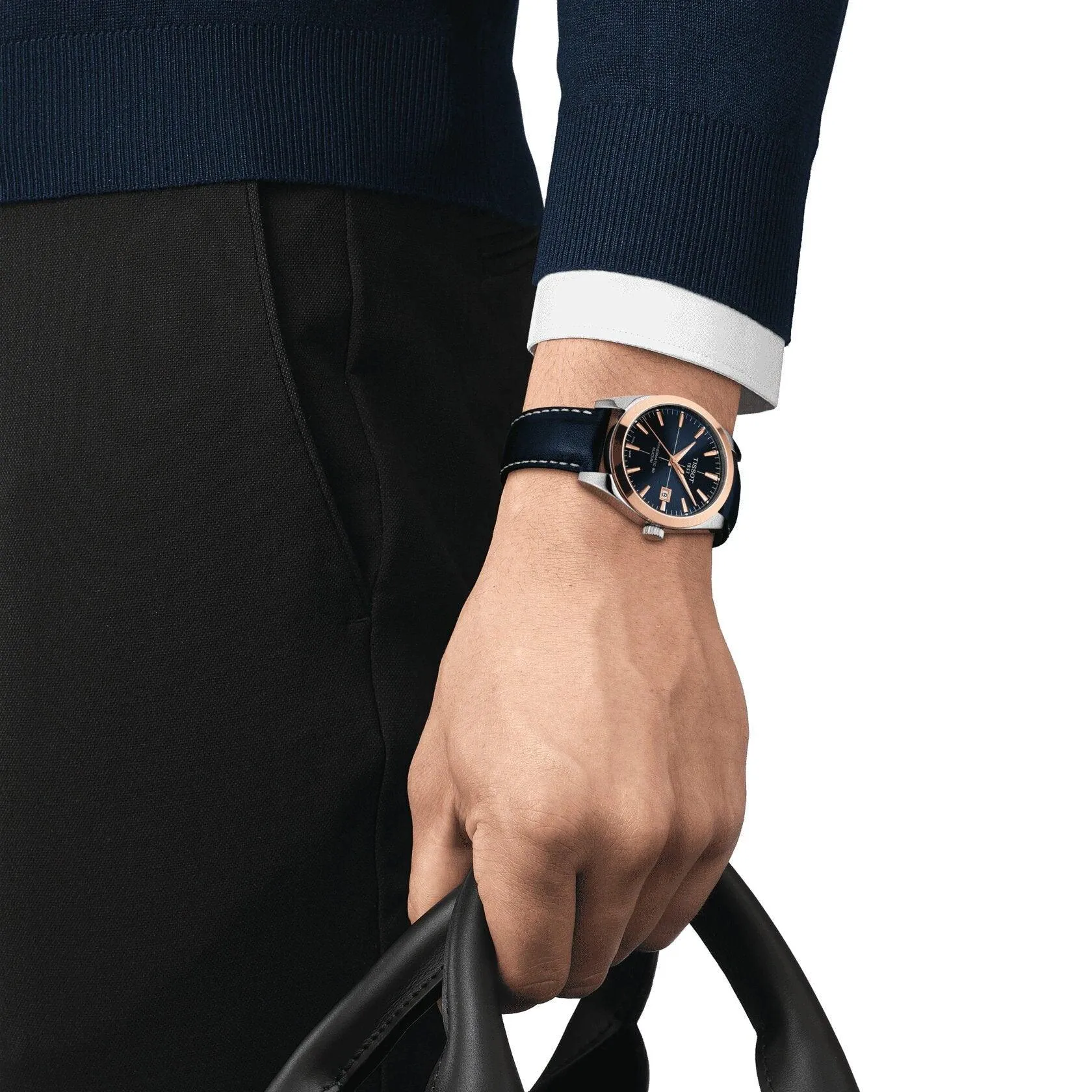 Tissot Gentleman Powermatic 80 Silicium Solid 18K Gold bezel Automatic Men's Watch T9274074604100